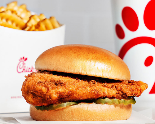 a Chick-fil-a chicken sandwich