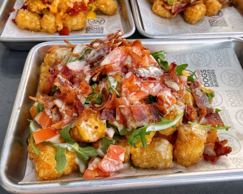 three orders of loaded tater tots from Doghaus